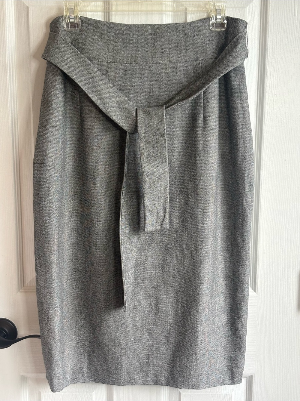 Antonio Melani Gray High-Waist Pencil Skirt with Waist Tie, Size 12